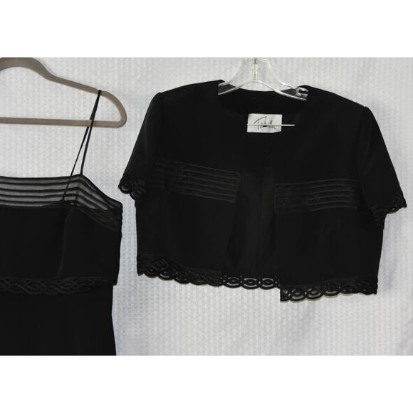 WILLIAM TRAVILLA Haute Couture Black Cocktail Dress With Jacket Size 12 - Picture 7 of 12